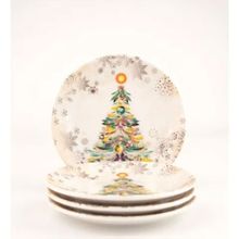 Bursa Porselen Christmas Tree Gold 4 Parça Kurabiye Tabağı