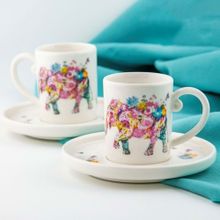 Bursa Porselen Elephant İki Kişilik Kahve Fincan Takımı
