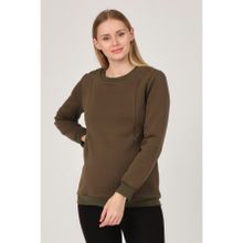 Busa Haki Termal Emzirme Detaylı Hamile Sweatshirt