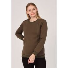 Busa Haki Termal Emzirme Detaylı Hamile Sweatshirt
