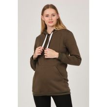 Busa Haki Termal Emzirme Detaylı Kapüşonlu Hamile Sweatshirt