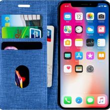 Buway Apple iPhone 11 Pro Kartvizitli Cüzdan Mavi Cep Telefonu Kılıfı