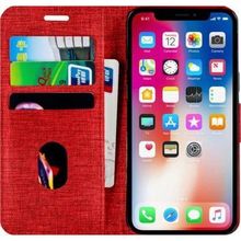 Buway Apple iPhone 12 Mini Kartvizitli Cüzdan Kırmızı Cep Telefonu Kılıfı