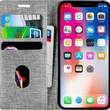 Buway Apple iPhone 14 Kartvizitli Cüzdan Gri Cep Telefonu Kılıfı