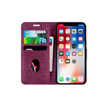 Buway Apple iPhone XS Kartvizitli Cüzdan Mor Cep Telefonu Kılıfı
