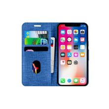 Buway Apple iPhone XS Max Kartvizitli Cüzdan Mavi Cep Telefonu Kılıfı