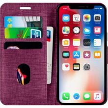 Buway Apple iPhone XS Max Kartvizitli Cüzdan Mor Cep Telefonu Kılıfı