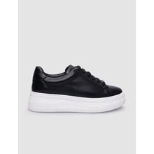 Cabani Bağcıklı %100 Hakiki Deri Siyah Kadın Sneaker Ayakkabı