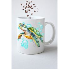 Caisya 3D Caretta Kaplumbağa Baskılı Beyaz Hediye Kupa Bardak