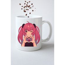 Caisya Anime Asi Kız Baskılı Hediye Beyaz Kupa Bardak