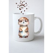 Caisya Anime Cute Otter Su Sanuru Baskılı Hediye Beyaz Kupa Bardak