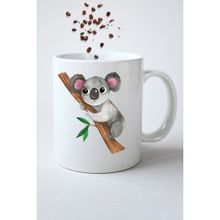 Caisya Cute Koala Baskılı Hediye Beyaz Kupa Bardak