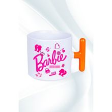 Caisya Enter Mode Barbie Baskılı T Saplı Turuncu Porselen Kupa