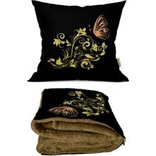 Caisya Home 110x170 cm Kelebekli Çiçek Desenli Opsiyonel Yastık İçinde Tv Battaniyesi