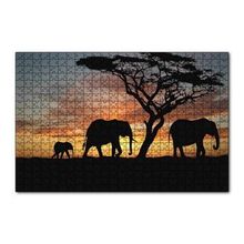 Cakapuzzle Afrika Günbatımında Filler 120 Parça Ahşap Puzzle