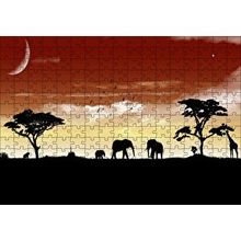 Cakapuzzle Afrika Yaban Hayatı Silüet Kompozisyon 120 Parça Ahşap Puzzle