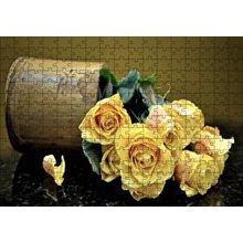 Cakapuzzle Ahşap Vazodan Dökülen Sarı Güller 120 Parça Ahşap Puzzle