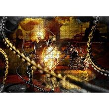 Cakapuzzle Alevler İçindeki Hayalet Sürücü ve Zinciri 120 Parça Ahşap Puzzle