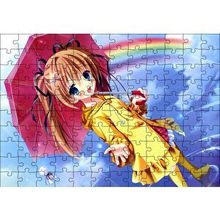 Cakapuzzle Anime Şemsiyeli Küçük Kız ve Gökkuşağı 120 Parça Ahşap Puzzle