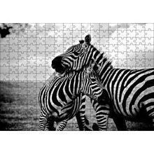 Cakapuzzle Anne Zebra ve Yavrusu Siyah Beyaz 120 Parça Ahşap Puzzle