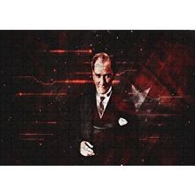 Cakapuzzle Atatürk ve Türk Bayrağı Hologram Arka Plan 120 Parça Ahşap Puzzle