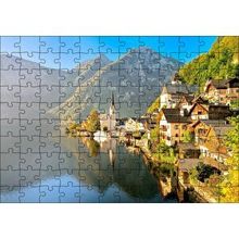 Cakapuzzle Avusturya Alplerinde Göl Kenarındaki Kasaba 120 Parça Ahşap Puzzle