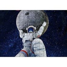 Cakapuzzle Ayı Taşıyan Astronot İllüstrasyon 120 Parça Ahşap Puzzle