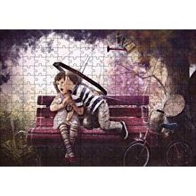 Cakapuzzle Bankta Kızı Öpen Şemsiyeli Çocuk 120 Parça Ahşap Puzzle