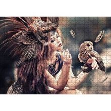 Cakapuzzle Baykuş ve Kuş Kostümlü Kadın 120 Parça Ahşap Puzzle