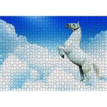 Cakapuzzle Beyaz Bulutlar ve Şahlanan Beyaz At 120 Parça Ahşap Puzzle