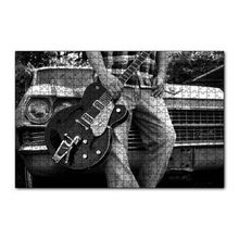 Cakapuzzle Beyaz Cadillac ve Elektrogitarlı Genç 120 Parça Ahşap Puzzle