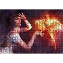 Cakapuzzle Beyaz Elbiseli Kız ve Zümrüdüanka Kuşu 120 Parça Ahşap Puzzle