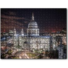 Cakapuzzle Beyaz Kubbeli Bina ve Gece Işıkları Mdf 120 Parça Puzzle