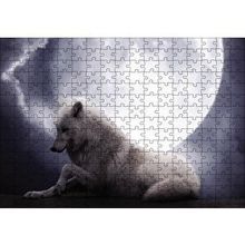 Cakapuzzle Beyaz Kurt Ay Görseli 120 Parça Ahşap Puzzle