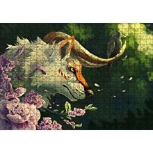 Cakapuzzle Beyaz Kurt Garip Boynuzları ve Karga 120 Parça Ahşap Puzzle