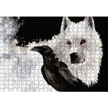 Cakapuzzle Beyaz Kurt Karga 120 Parça Ahşap Puzzle