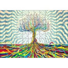 Cakapuzzle Bir Ağaç Oluşturan Renkli Teller Görseli 120 Parça Ahşap Puzzle