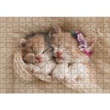 Cakapuzzle Birlikte Uyuyan Sevimli Yavru Kediler 120 Parça Ahşap Puzzle
