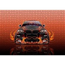 Cakapuzzle BMW X6 ve Kırmızı Alevler 120 Parça Ahşap Puzzle