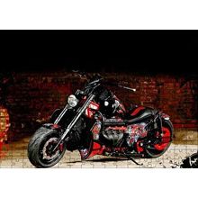 Cakapuzzle Boss Hoss Motosiklet Siyah Kırmızı Görsel 120 Parça Ahşap Puzzle