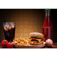 Cakapuzzle Burger Patates Ketçap Buzlu Kola 120 Parça Ahşap Puzzle