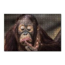 Cakapuzzle Burnuna Bakan Sevimli Şempanze 120 Parça Ahşap Puzzle