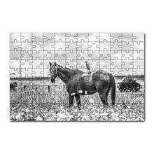 Cakapuzzle Çayırda Otlayan Aygır ve Sırtındaki Kuş 120 Parça Ahşap Puzzle