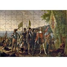 Cakapuzzle Christopher Columbus Askerler Ve Yerli Halk 120 Parça Ahşap Puzzle