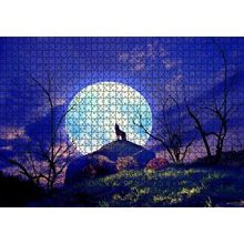 Cakapuzzle Çıplak Ağaçlar Uluyan Kurt ve Süper Ay 120 Parça Ahşap Puzzle