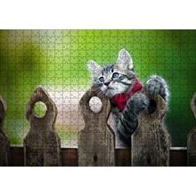 Cakapuzzle Çitlerin Üzerinde Oynayan Sevimli Tekir Kedi 120 Parça Ahşap Puzzle