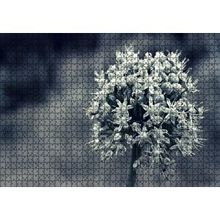 Cakapuzzle Dal ve Tomurcuk Şeklinde Çiçek Siyah Beyaz 120 Parça Ahşap Puzzle