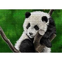 Cakapuzzle Dala Sarılmış Sevimli Panda Dijital Çizim 120 Parça Ahşap Puzzle