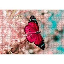 Cakapuzzle Daldaki Kırmızı Kelebek Yakın Plan 120 Parça Ahşap Puzzle