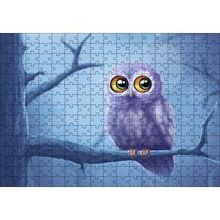 Cakapuzzle Daldaki Sevimli Gri Baykuş 120 Parça Ahşap Puzzle